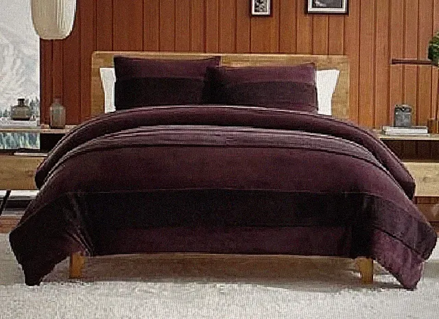 King UGG Madison Duvet set Sham 3 Piece Cover bedding Lodge Maroon New plush