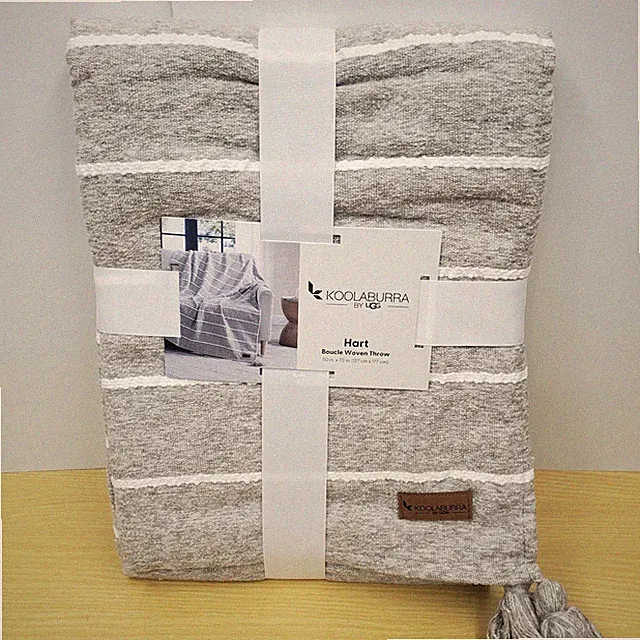 Koolaburra Hart Throw Blanket by UGG 50"x70" Gray White Boucle Woven Throw