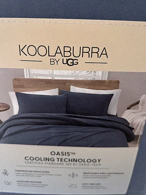 New KOOLABURRA BY UGG Oasis Cooling Technology Full SHEET SET - STONE BLUE