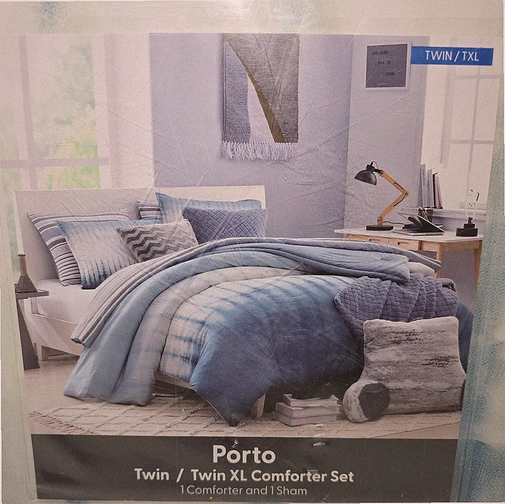 NEW Koolaburra by UGG Porto Comforter Set with Sham Twin / XL blue Citadel