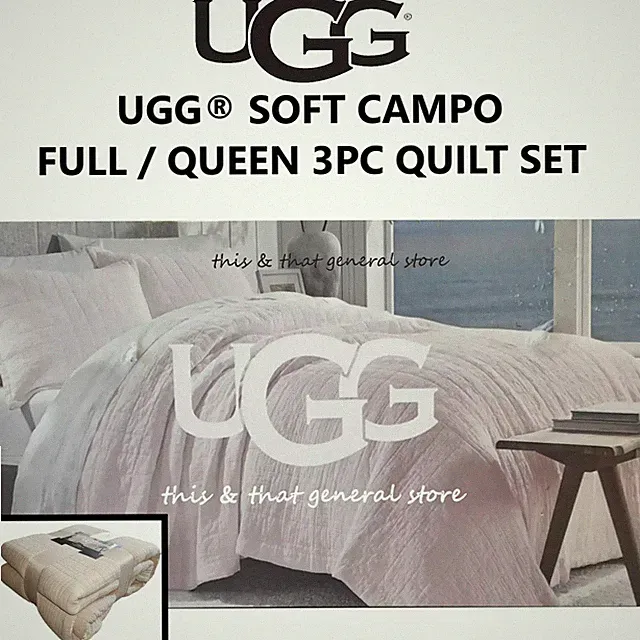 NEW SOFT UGG® CAMPO Full /Queen Quilt +Shams 3 PC Set CERTIFIED 100 by OEKO-TEX