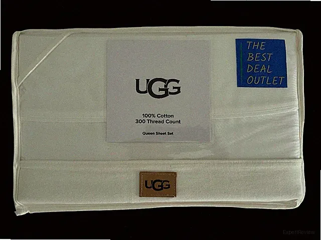 New UGG Iona Queen Sheet Set 4 PCS 100% Cotton 300 Threads Bright White Solid