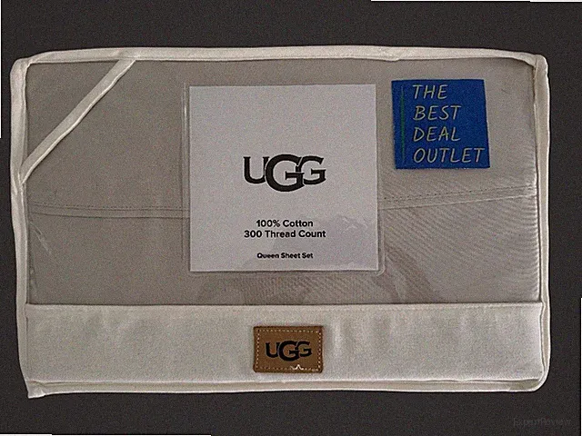 New UGG Iona Queen Sheet Set 4 PCS 100% Cotton 300 Threads Gray Stone Solid