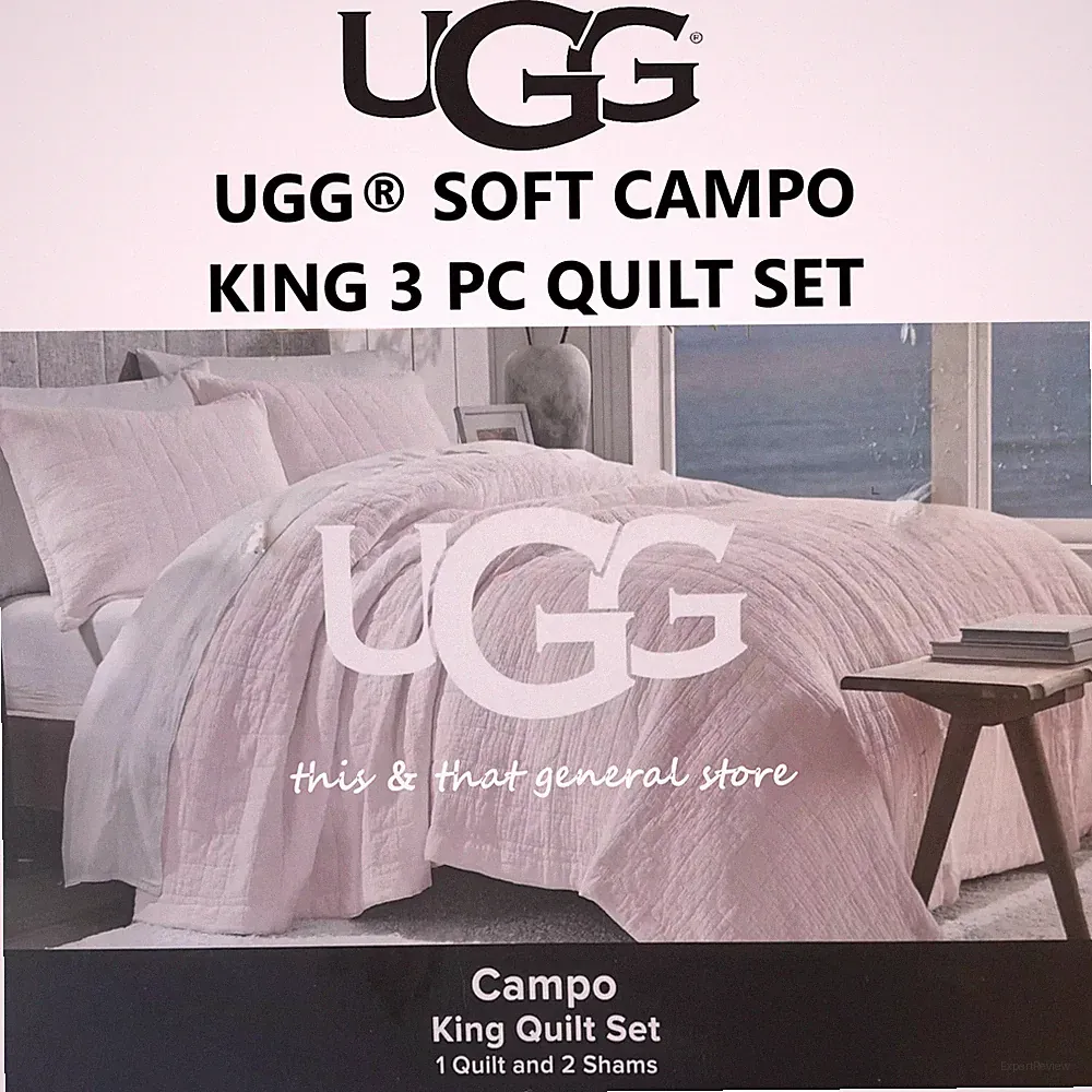 NWT SOFT UGG ® KING CAMPO QUILT 3 Pc SET "Himalayan Salt" Soft Pink MSRP $359.00