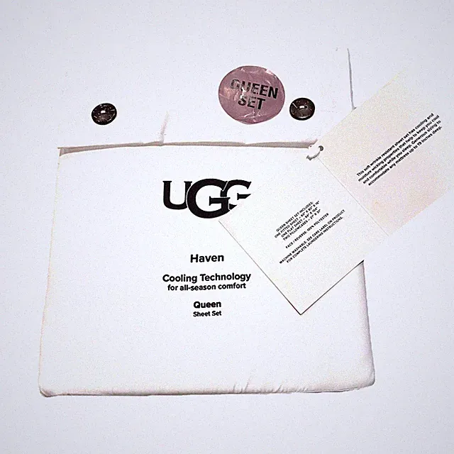 NWT UGG Haven Cooling Technology Queen 4 Piece Sheet Set "Snow/Bright White"!