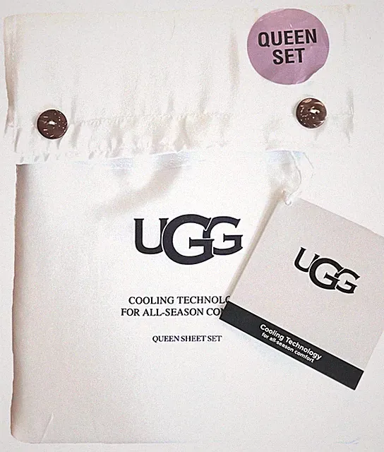 NWT UGG® "Haven" Queen 4 Piece Sheet Set-Snow/Bright White (Cooling Technology)