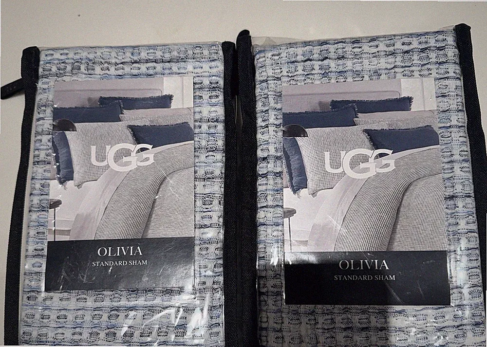 NWT UGG Olivia Standard Shams 2-Pc Set. Horizon Blue.