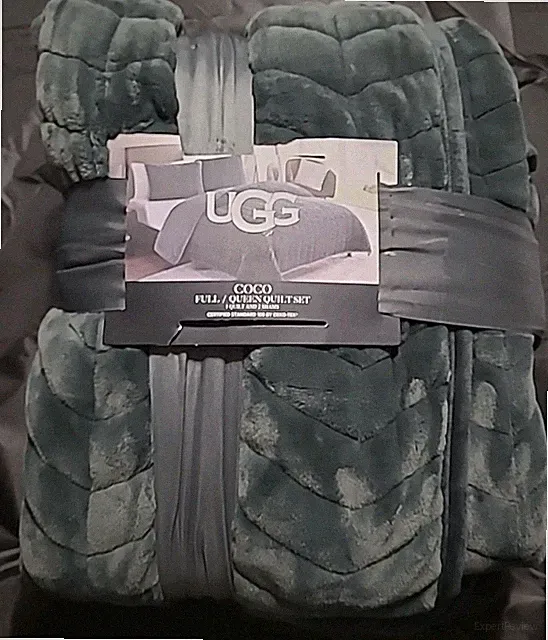 UGG 3PC Coco Full/Queen Quilt Set, Sherpa, Polyester- Deep Night Green- NWT