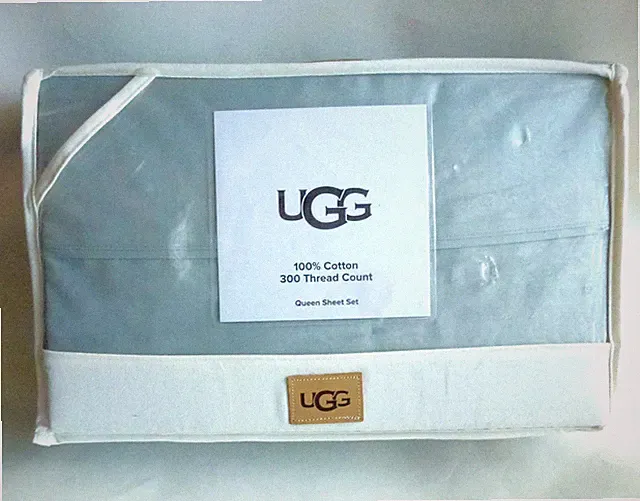 UGG 4pc Iona QUEEN Sheet Set 300TC Ocean Mist 100% Cotton