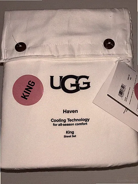 UGG 4PC KING Sheet Set "HAVEN" COOLING TECHNOLOGY ALL-SEASON - BRIGHT WHITE