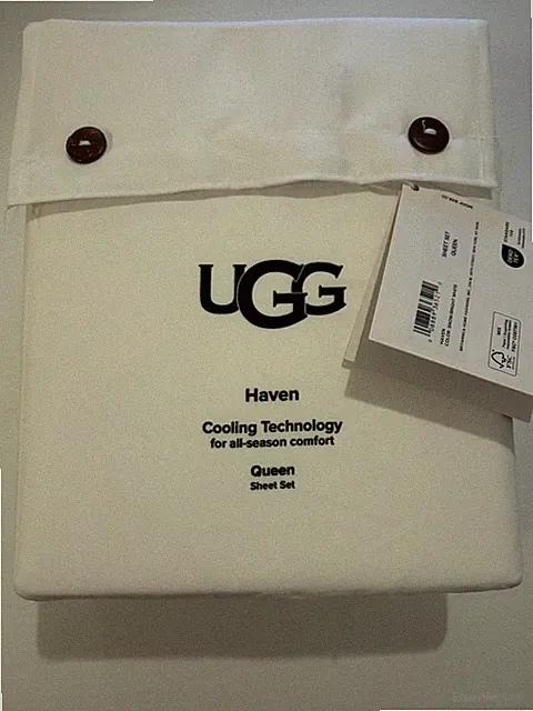 UGG 4PC QUEEN Sheet Set "HAVEN" COOLING TECHNOLOGY ALL-SEASON - BRIGHT WHITE