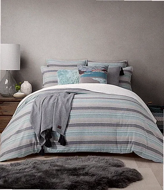 UGG Australia Tatum Striped Duvet Cover – Soft Cotton – Size QUEEN – New