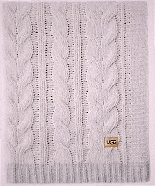 UGG Brit Stone Throw Blanket Cable Knit 50x70” New
