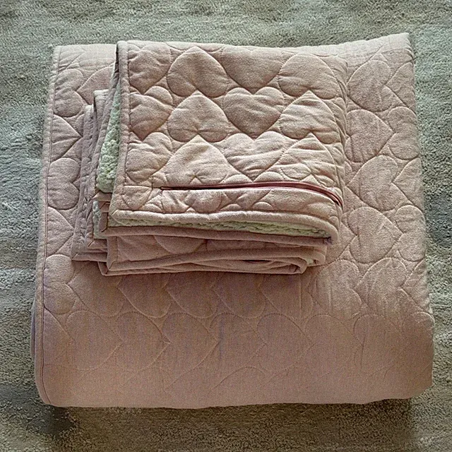 UGG Damietta Reversible Full/Queen Duvet Cover and Shams Pink Hearts 36”x45"