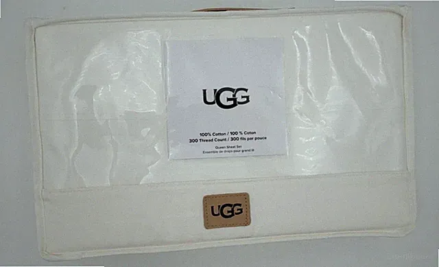 UGG® IONA 4PC Queen Sheet Set WHITE 300TC 100% Cotton NWT