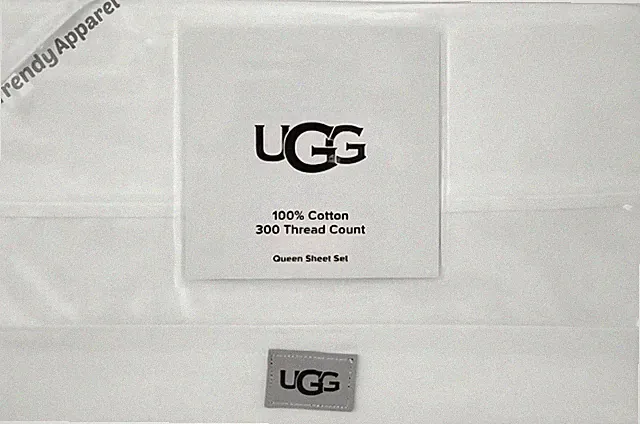 UGG Iona QUEEN Sheet Set, 300 Thread Count, 100% Cotton, Bright White