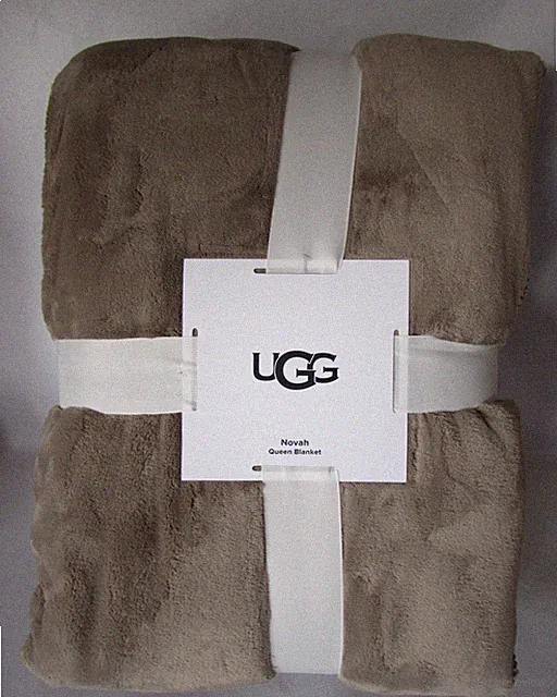 Ugg Novah QUEEN Bed Blanket Light Fawn 92" x 96" New With Tags