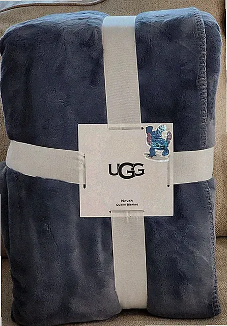 UGG NOVAH QUEEN BLANKET DENIM BLUE SEAL 92 x 96 NEW WITH TAGS