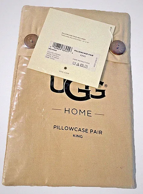 UGG Pillowcase Pair Melange King Set Cream Beige Oatmeal New Sealed RN 72722 SEE