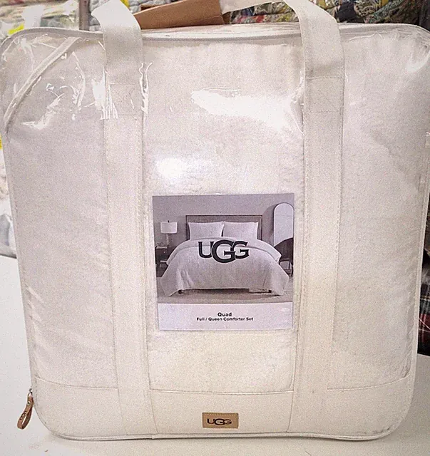 Ugg Quad Plush Tonal Check 3-Pc. Comforter Set, Full/Queen - Snow